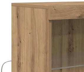 Sideboard vidaXL com luzes LED Carvalho Artesanal 60x37x100 cm