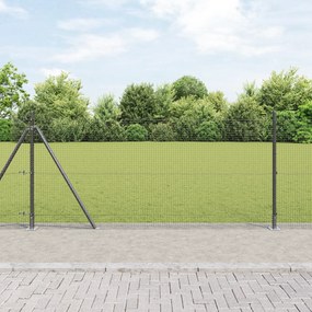 Cerca de Fio Soldado com 13 Postes Flanged Cinza 0.8x25 m Aço