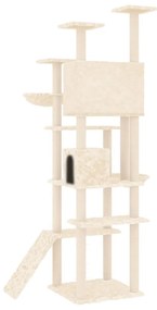 Árvore p/ gatos c/ postes arranhadores sisal 191 cm cor creme