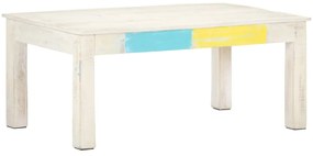 Mesa de centro 110x60x45cm madeira de mangueira maciça branco