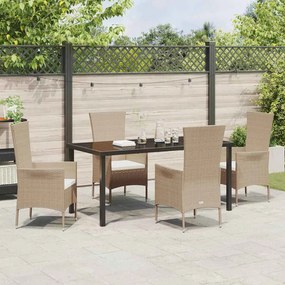 Conjunto de Jantar de Jardim 5 pcs Bege Claro, Preto
