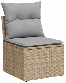 Conjunto de 9 Peças Sofá Jardim com Almofadas Bege Vime Polyester