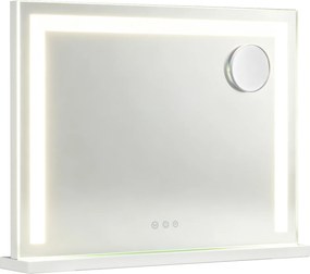 Espelho de Maquilhagem, 58 x 10 x 43 cm, Luz LED de 3 Cores, Branco