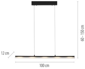 Candeeiro Pendente de Design Preto com LED Dimerizável 3 Níveis Easylift - Nele