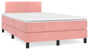 vidaXL Cama boxspring com colchão 120x190 cm veludo rosa