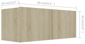 4pcs conjunto de móveis de TV derivados madeira carvalho sonoma