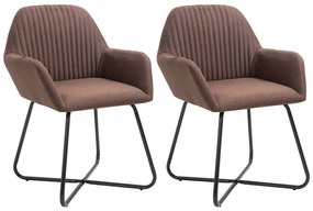 Cadeiras de jantar 2 pcs tecido castanho