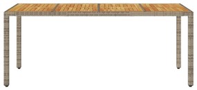 Mesa de jardim com tampo de madeira de acácia vime PE cinza