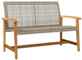5 pcs conj. lounge para jardim vime PE e madeira acácia cinza