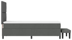 Cama Box Spring com Colchão e Banco Cinza Escuro 80x200 cm Tecido