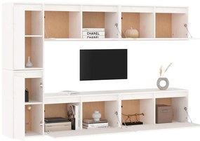 Móveis de TV 6 pcs madeira de pinho maciça branco