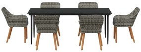 <strong>Conjunto de Jantar para Jardim de 7 Peças</strong> - Cinza em