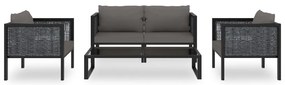 5 pcs conjunto lounge de jardim c/ almofadões vime PE antracite