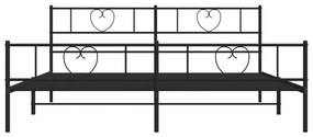 Estrutura de cama com cabeceira e pés 200x200 cm metal preto