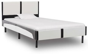 280282 vidaXL Estrutura de cama 90x200 cm couro artificial preto e branco