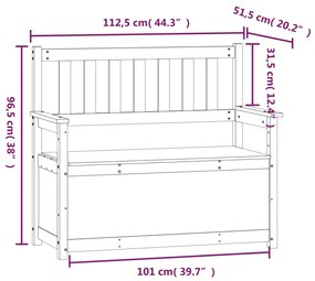 Banco 112,5x51,5x96,5 cm madeira de pinho maciça