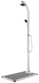 3070796 vidaXL Chuveiro de jardim c/ base cinzenta 220 cm alumínio