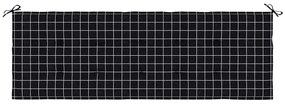 Almofadão p/ banco jardim 150x50x4cm tecido oxford xadrez preto