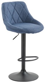 Banco de bar Lazio em tecido e com estrutura preta 46 x 83-104 x 49 cm Azul