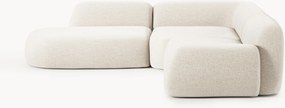 Sofá de canto modular em bouclé com chaise longue Wolke (4 lugares)