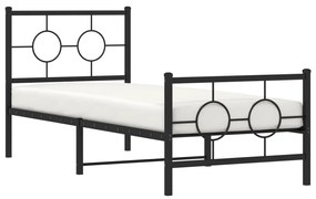 Estrutura de cama com cabeceira e pés 80x200 cm metal preto