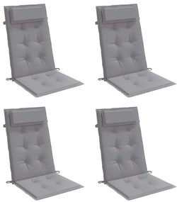 Almofadões p/ cadeira encosto alto 4 pcs tecido oxford cinzento