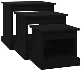 Mesas de centro 3 pcs derivados de madeira preto