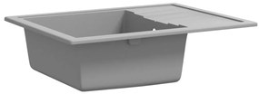 Lava-louça cozinha orifício extravasamento oval granito cinza