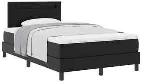 Cama Box com Colchão Preta, 120x200 cm, em Couro Sintético