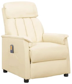 338860 vidaXL Poltrona de massagens reclinável couro artificial cor creme