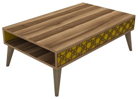 Mesa de Centro City – Nogueira e Amarelo – 105x36,6x60 cm