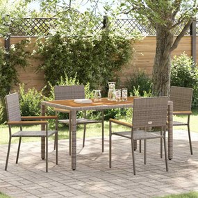 vidaXL Cadeiras empilháveis para jardim 4 pcs Cinza, Marrom