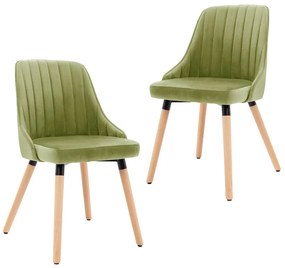 vidaXL Cadeiras de jantar 2 pcs veludo verde-claro