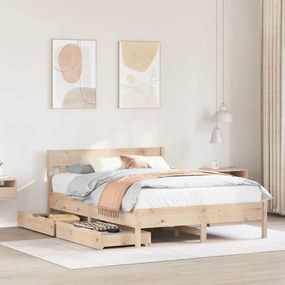 vidaXL Cama sem colchão 160x200 cm madeira de pinho maciça