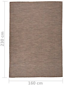 Tapete de tecido plano para exterior 160x230 cm castanho