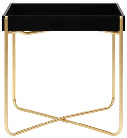 Mesa de apoio 38x38x38,5 cm MDF preto e dourado