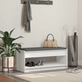 vidaXL Banco de Hall com almofada Branco 103 x 38 x 45 cm