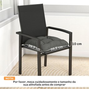 Conjunto de 4 Almofadas para Cadeiras de Jardim (NÃO INCLUIDAS)com Laços e Base Antiderrapante Impermeáveis 39,5x39,5x10 cm Cinza Escuro