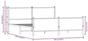 Estrutura de cama sem colchão 180x200cm metal carvalho sonoma