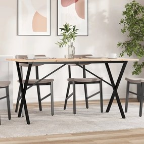 Mesa de jantar estrutura em X 140x80x75cm pinho e aço