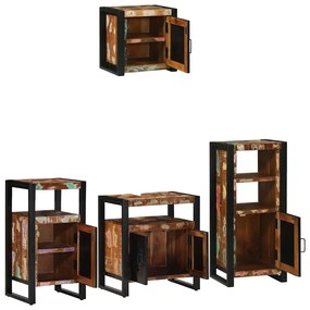 Conjunto de Móveis para Banheiro 4 pcs Madeira de manga maciça