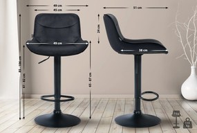 Banco alto em veludo com estrutura preta 85-106 x 49 x 51 cm preto