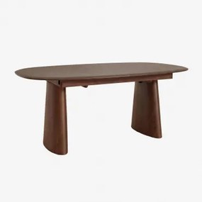 Mesa De Jantar Oval Extensível Em Mdf E Folha De Freixo Nuveta Madeira Escura & 180-240x110 Cm - Sklum