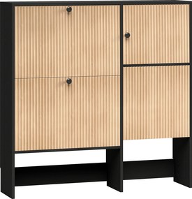 HOMCOM Sapateira Estreita com 2 Gavetas Basculantes, Armário, Banco Oculto e Prateleiras Ajustáveis, 8-10 Pares, 100x23,8x100 cm, Carvalho | Aosom Portugal