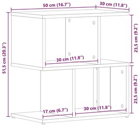 Criado-mudo vidaXL Black Oak 50x30x51,5 cm Madeira de Engenharia