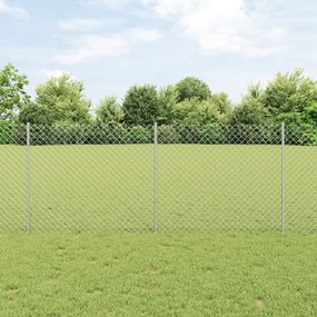vidaXL Cerca de Cadeia com 20 Postes U Prateados 1x10 m Aço