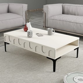 Mesa de Centro Retangular – Lyon – Creme e Preto – 105x60x32,6 cm