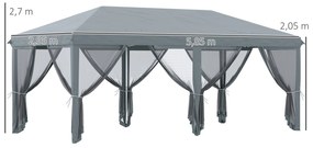 Tenda Dobrável 585x295x270 cm Tenda de Jardim com 6 Mosquiteiros Bolsa