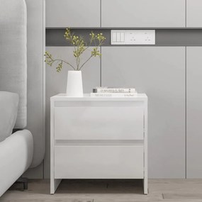 vidaXL Mesa de cabeceira 45x34,5x44,5 cm aglomerado branco brilhante