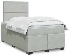 Cama boxspring c/ colchão 120x200 cm veludo cinzento-claro